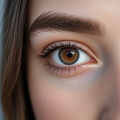 Fototapeta premium A close-up of a striking human eye, emphasizing depth and detail, ideal for cosmetic, beauty, or artistic themed projects focusing on human emotion and expression