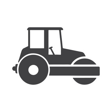 recommend clip art: Minimalist Geometric Road Roller Icon Logo Design Template