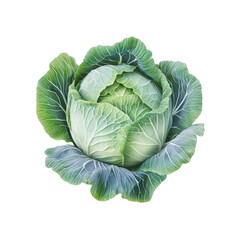 Fresh Green Cabbage Isolated on Transparent Background
