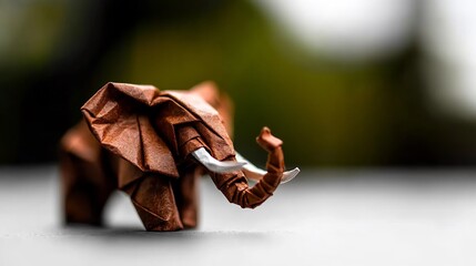 Fototapeta premium Intricate Origami Elephant: A Masterpiece of Paper Folding