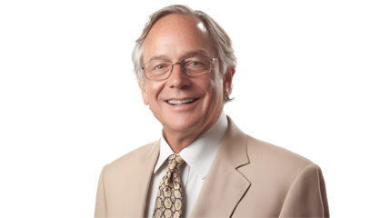 Portrait of a Friendly Senior Executive: A warm and approachable portrait of a senior executive, showcasing his friendly demeanor and professional expertise.