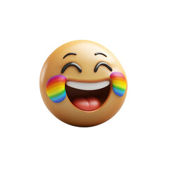 Fototapeta premium 3D Render of a Joyful Emoji with Rainbow Tears of Laughter