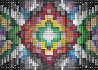 Colorful Mosaic Pattern Creating Vibrant Visual Art Display