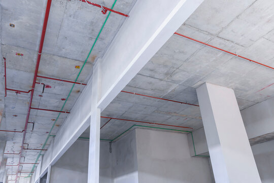 Public utilities within the construction of large buildings, such as electrical systems, fire hydrants in ceiling frames.