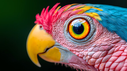 Fantasy Colorful bird head in the style of photorealistic fantasies
