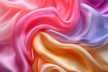 Obraz premium Vivid Satin Fabric with Pink, Purple, and Gold Gradient - Perfect for Decorating and Backgrounds