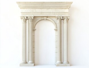 Naklejka premium Classic stone archway with columns isolated on white.