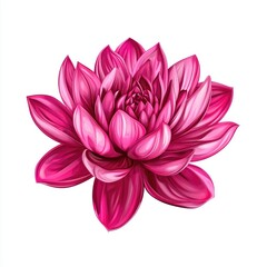 Fototapeta premium Vibrant pink lotus flower, white isolate background