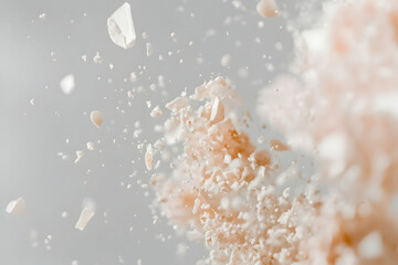 Abstract image of pastel-colored particles exploding in mid-air, creating a dynamic and visually appealing texture. Ideal for background or design.