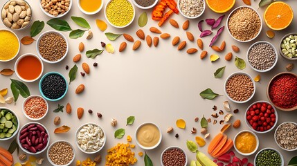 An artistic depiction of Sankranti food items arranged in colorful patterns, photographed from above