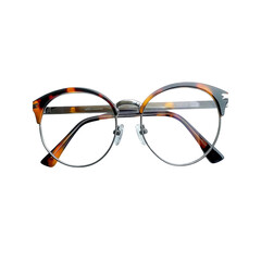Stylish Tortoise Shell Round Eyeglasses with Silver Metal Frame
