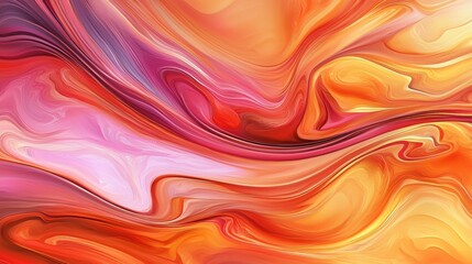 Obraz premium Abstract Swirling Orange and Pink Liquid Painting
