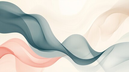 Minimalistic background featuring abstract curved lines in soft pastel colors on a white canvas