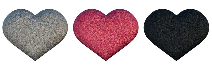 3d heart glitter in transparent background