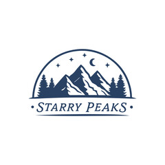starry peaks silhouette vector line art logo