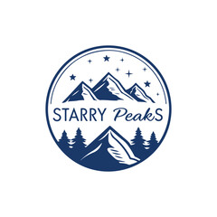 starry peaks silhouette vector line art logo