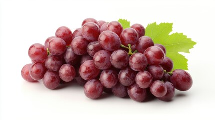 Fresh Red Grapes with Green Leaf