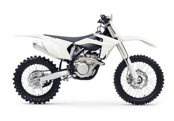 Obraz premium White motocross dirt bike on white background.