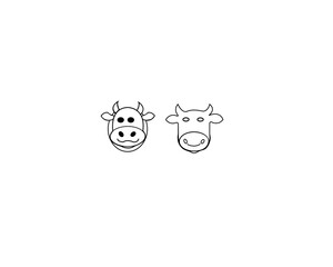 Grazing cow vector set. Cow body silhouette, calf icon. Cow Icons - Multi Series.farm animals icon, cow, pig and chicken, group of pets, thin line symbol on white background - editable stroke vector i