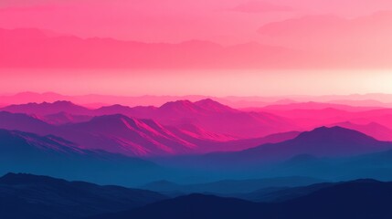 Fototapeta premium Pink and Blue Mountain Range at Sunset