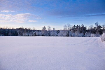 Fairytale winter landscape in Skaraborg Sweden one day before Christmas