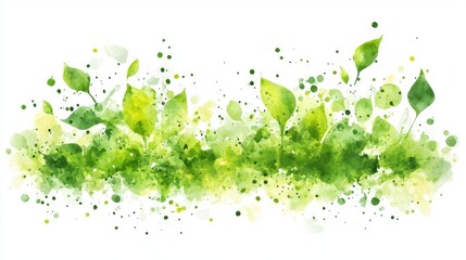 Watercolor Green Leaves Banner