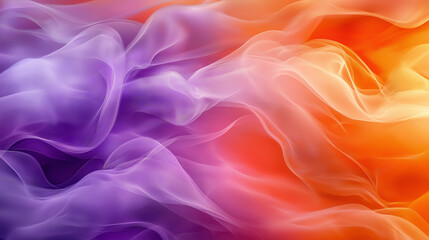 Fototapeta premium Abstract watercolor background featuring a blend of orange, purple, and pink hues with a smoke effect, grainy texture, soft blurred edges, and highly detailed flat vector graphic style