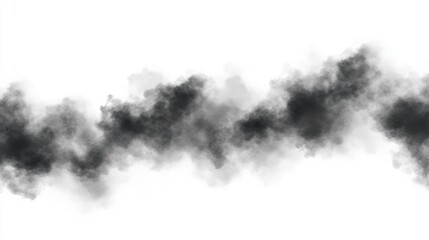 Black Smoke Cloud, Isolated on White Background