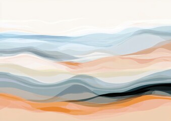 Abstract Wavy Landscape with Soft Earth Tones and Gentle Curves - A Calming and Serene Background for Modern Design and Creative Projects