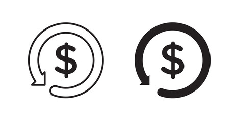 Cash flow icon pack in flat and line vector.