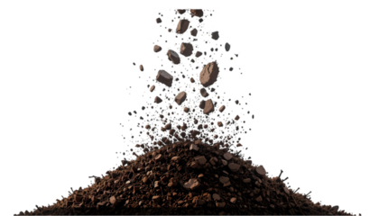 falling soil earth isolated on white background
