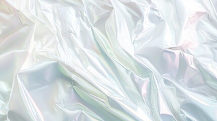 Obraz premium White holographic foil shimmering with soft gradients, blending pearlescent tones and intricate textures seamlessly.
