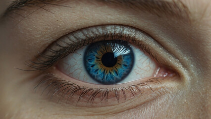 ultra closeup of blue human eye iris