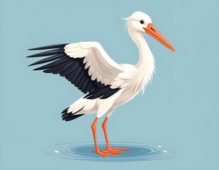 PNG Cute stork illustration animal waterfowl bird.