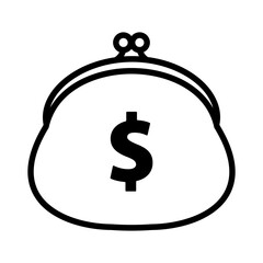 Coin purse with dollar mark icon.