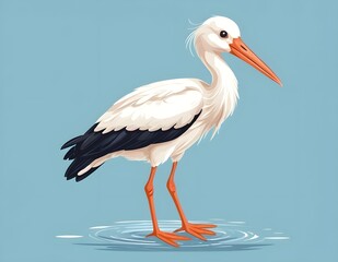 PNG Cute stork illustration animal waterfowl bird.