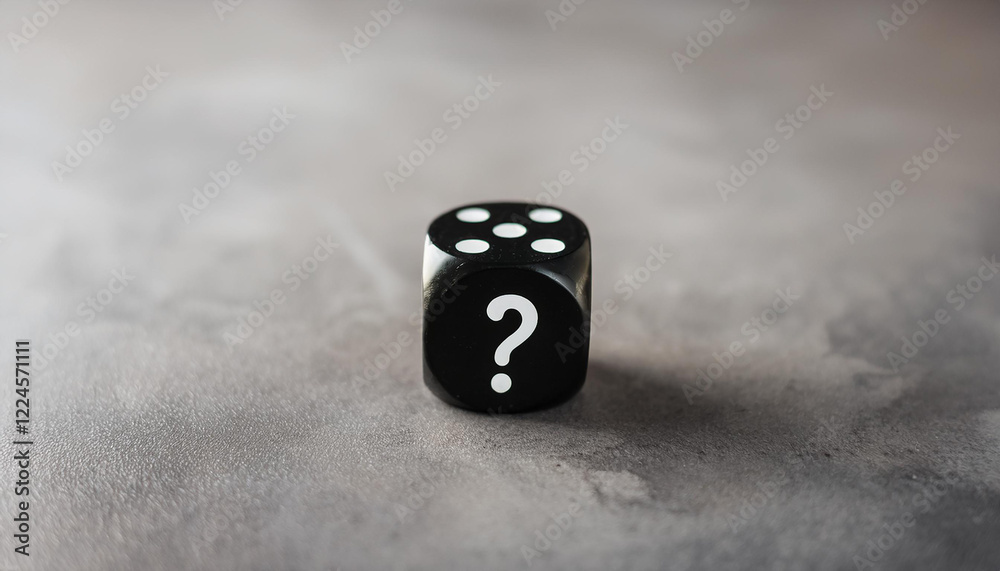Poster black dice with question mark. faq and qa. problem solution.