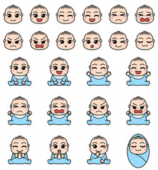 赤ちゃん（男の子）のイラストセット