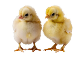 Fototapeta premium Two baby chicks standing next to each other