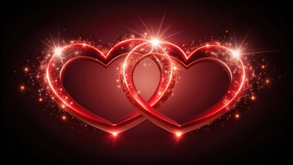 Two red hearts intertwined