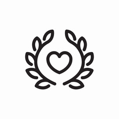 Heart laurel award icon vector sign