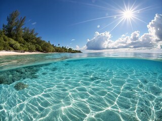 Obraz premium Crystal Clear Water: High-Resolution Stock Photo of Pristine Underwater Scene