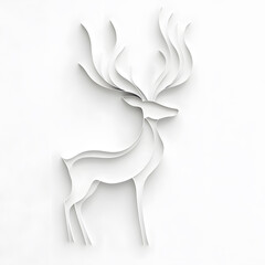 Fototapeta premium Christmas deer in a minimal paper cut style isolated on background
