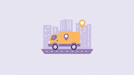 Fototapeta premium Delivery truck with navigation map, streamlining logistics and transportation for efficient delivery services
