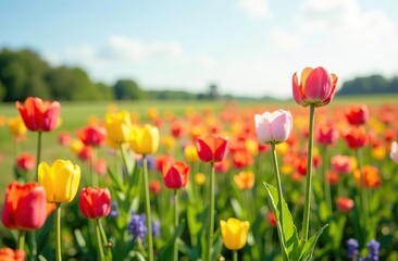 Flowers Spring Field Season Background with Word