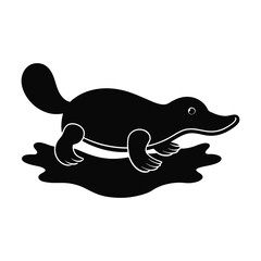 silhouette vector illustration of platypus