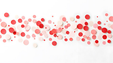 Red and pink confetti top view background. Paper cut decorations for Valentine's day design
