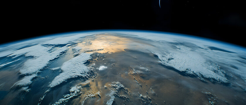 Vast view of Earth featuring clouds and land from above during daylight in low Earth orbit