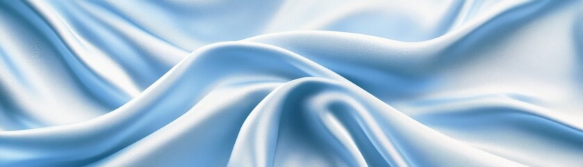 Obraz premium Luxurious blue satin fabric, smooth texture, flowing drapes and elegant sheen for fashion design