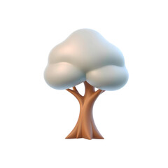 cartoon style tree with white foliage high quality png isolated on transparent background